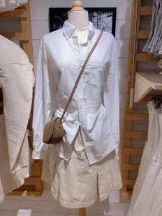 Brandy girl bm 白色polo领内搭衬衫女宽松长袖上衣韩版叠穿衬衣