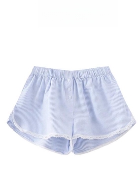 Brandy girl bm居家短裤女夏慵懒可外穿拼接蕾丝条纹短裤纯欲辣妹