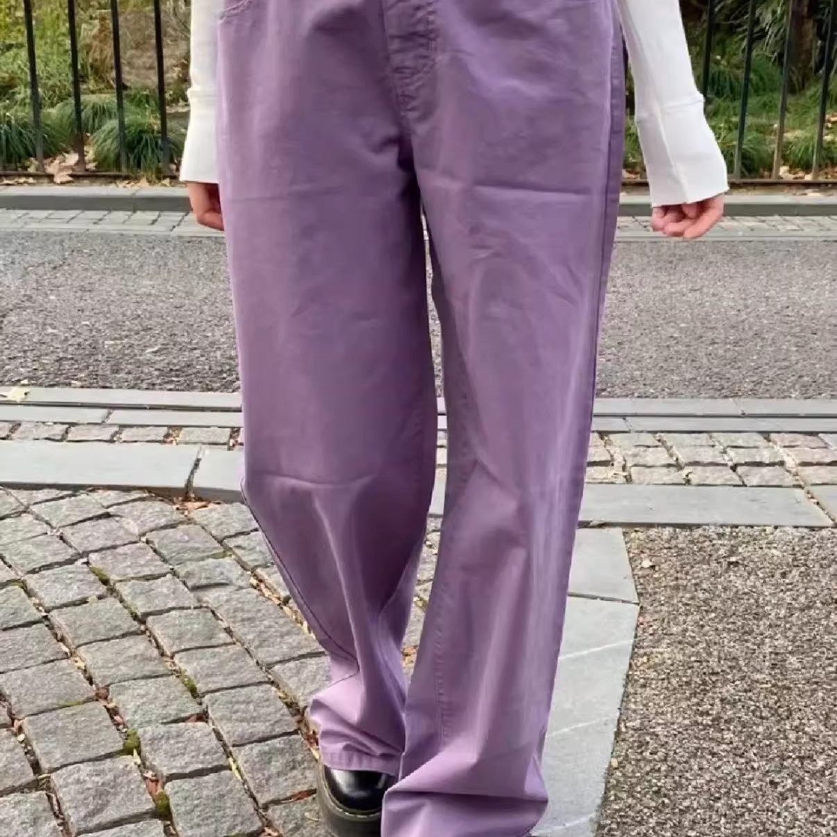 Brandy 美式BM风紫色高腰直筒休闲裤女宽松百搭工装裤,女装/女士精品,休闲裤,淘宝优惠券,粉丝福利购,淘宝优惠卷