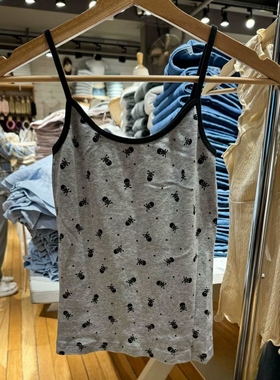 Brandy girl bm灰色骷髅印花小吊带上衣女夏季新款内搭外穿短背心