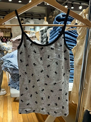 Brandy girl bm灰色骷髅印花小吊带上衣女夏季新款内搭外穿短背心