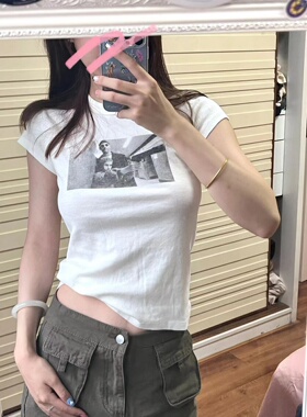 Brandy Girl纯棉圆领白色这个杀手不太冷bm短袖T恤女夏季ins潮