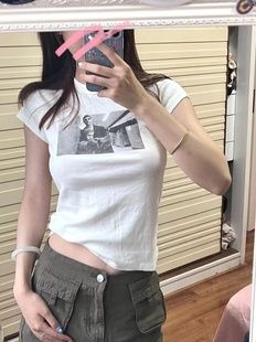 Brandy Girl纯棉圆领白色这个杀手不太冷bm短袖T恤女夏季ins潮
