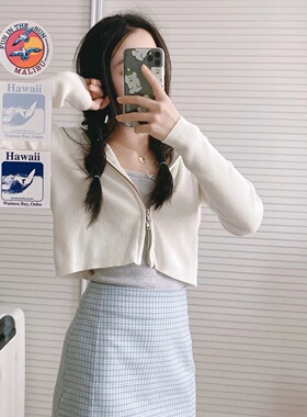 Brandy Girl宋妍霏同款短款高腰上衣bm短外套连帽针织开衫女潮