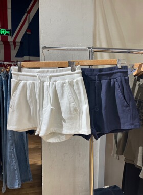 Brandy BM新款美式白色松紧抽绳运动短裤女bm显瘦百搭休闲裤热裤