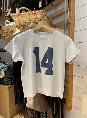 Brandy章若楠同款数字14印花宽松短袖上衣女夏季bm美式复古短袖潮