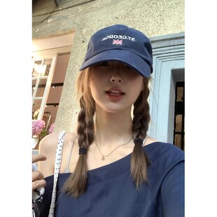 bm藏蓝色美式遮阳防晒帽鸭舌帽帽子女款2025新款显脸小大帽檐