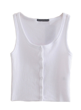brandy girl bm同款纯棉白色排扣罗纹百搭无袖背心女