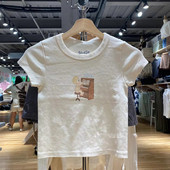 Brandy Girl正肩T恤女纯棉bm风甜辣上衣设计感钢琴天使短袖 ins