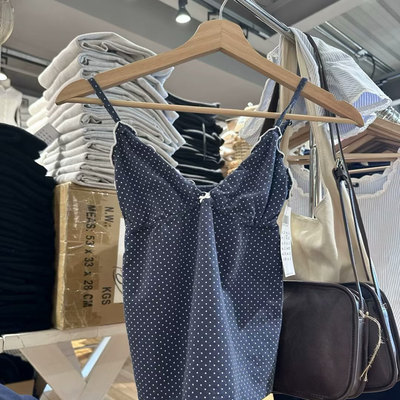 Brandy 25新款V领花边bm蝴蝶结波点吊带背心女甜辣显瘦短上衣