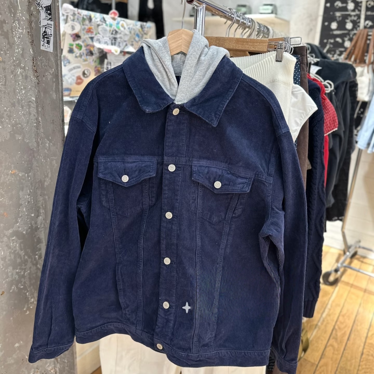 Brandy BM美式复古灯芯绒连帽假两件夹克女宽松休闲外套