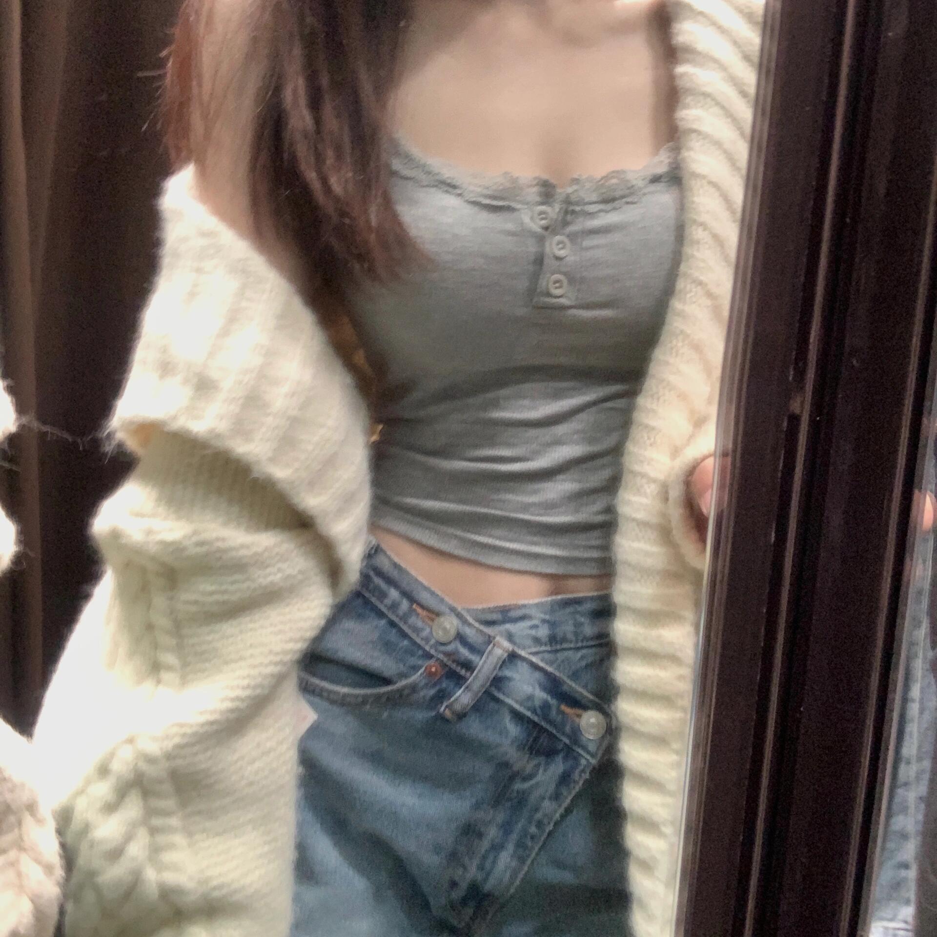 纯欲风蕾丝花边带胸垫吊带