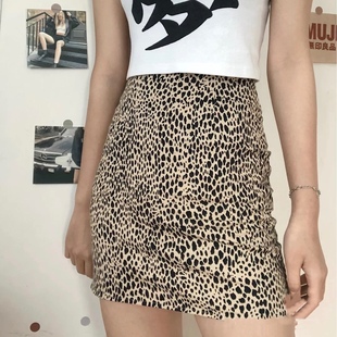 Brandy bm豹纹a字短裙女夏显瘦显高包臀高腰半身裙女 Girl新款