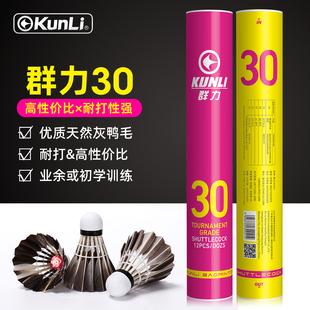 群力羽毛球30官方正品灰鸭毛耐打室内外防风业余比赛训练球