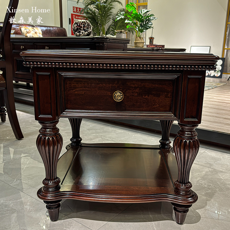 美式复古樱桃木方几轻奢客厅沙发