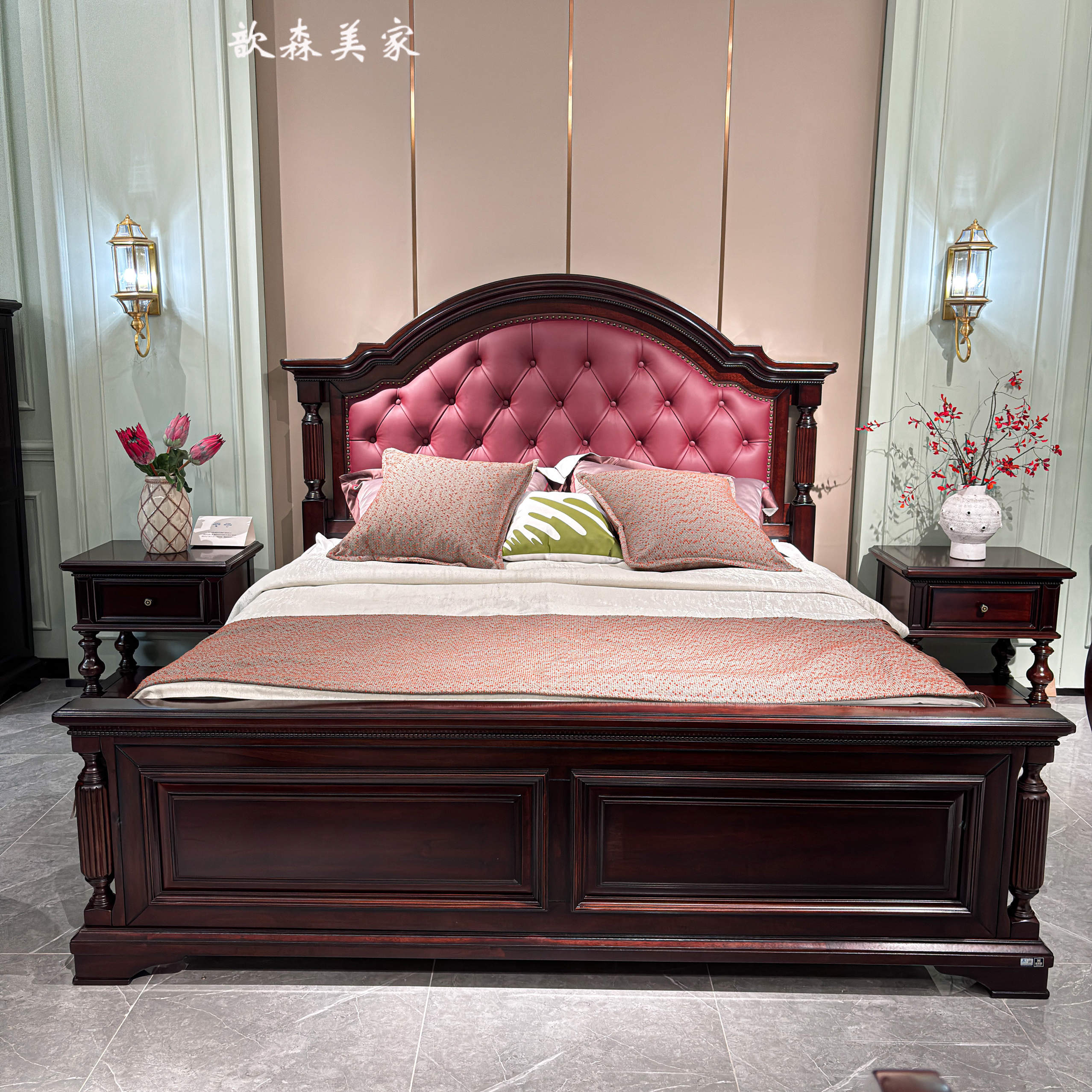美式樱桃木双人床轻奢婚床