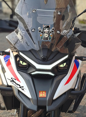 适用凯越625X/525X摩托车头拉花贴纸改装饰风档猫骑士夜光眼睛贴