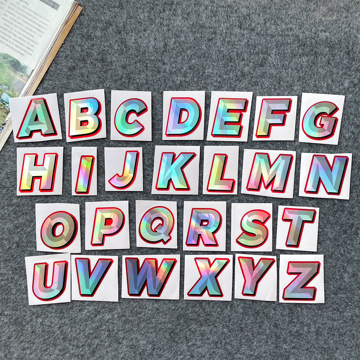 镭射炫彩字母摩托车电动车防水贴