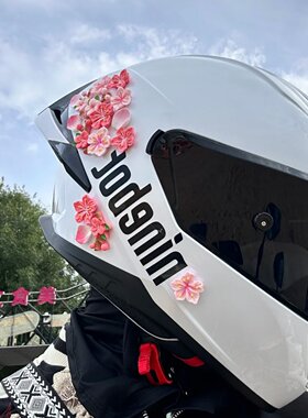 适用摩托车头盔装饰仿真桃花贴