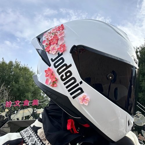 适用摩托车头盔装饰仿真桃花贴