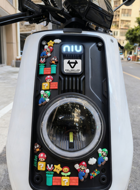 适用25款小牛NXT/NXL车头内部立体马里奥装饰创意个性贴纸改装件