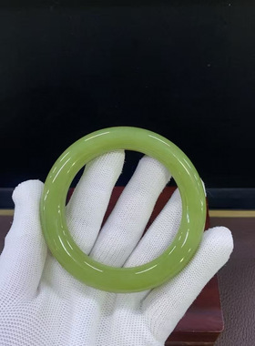 纯天然和田玉析木河磨玉椴树林手镯57口东北透闪石玉手镯定制定做