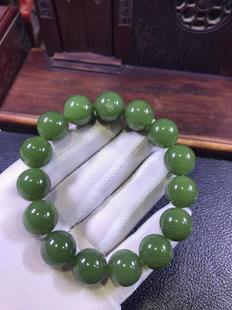 和田玉析木绿河磨玉椴树林籽料圆珠手链手串76克厂家直销定制定做