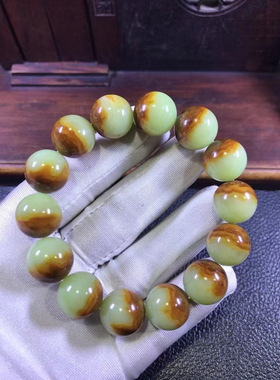 河磨玉手串颗颗带皮析木河磨玉精品原生态 东西精致性价比高