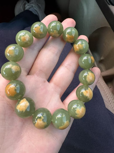 和田玉东北籽料河磨玉粒粒带皮手串手链厂家直销定制定做结构均匀