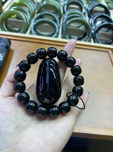 和田玉东北透闪石玉河磨玉墨玉手串手链1213厂家直销定制定做正品