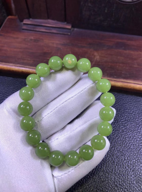 析木黄绿河磨玉1718明星料手串手链39克无结构纯天然正品厂家直销