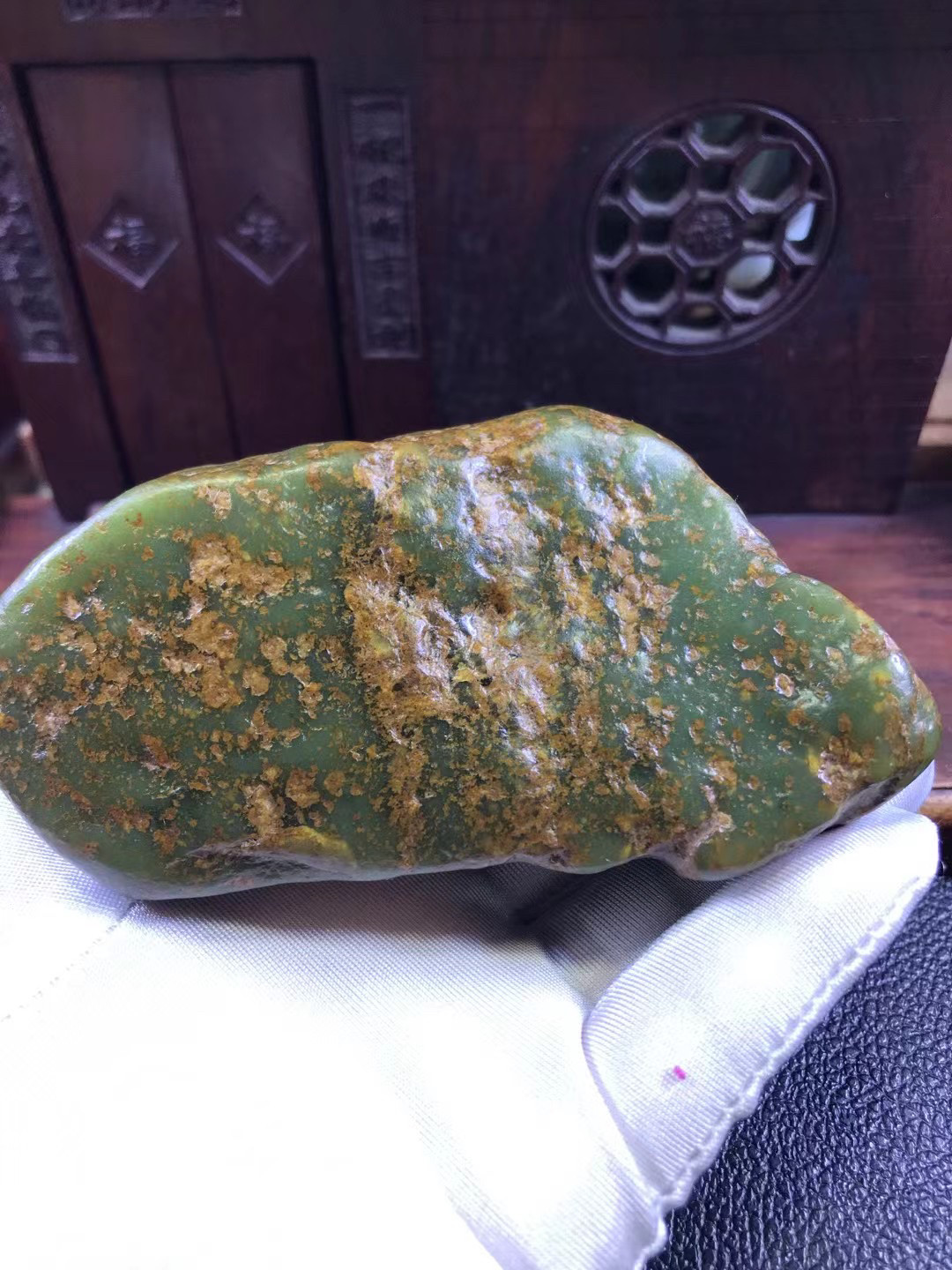 析木河磨玉原石黄绿肉原石618克绿肉籽料原石毛料玉料手把件