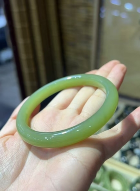 析木黄绿河磨玉手镯58口条宽9*7.7精品原生态精致性价比高收藏级