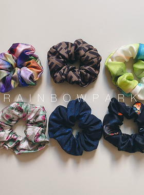 高级质感，少女感~碎花真丝发圈大肠圈发绳细丸子头slik桑蚕丝