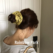 3件8折 30姆米真丝发圈芥末黄大肠圈花苞头重磅桑蚕丝发绳发饰