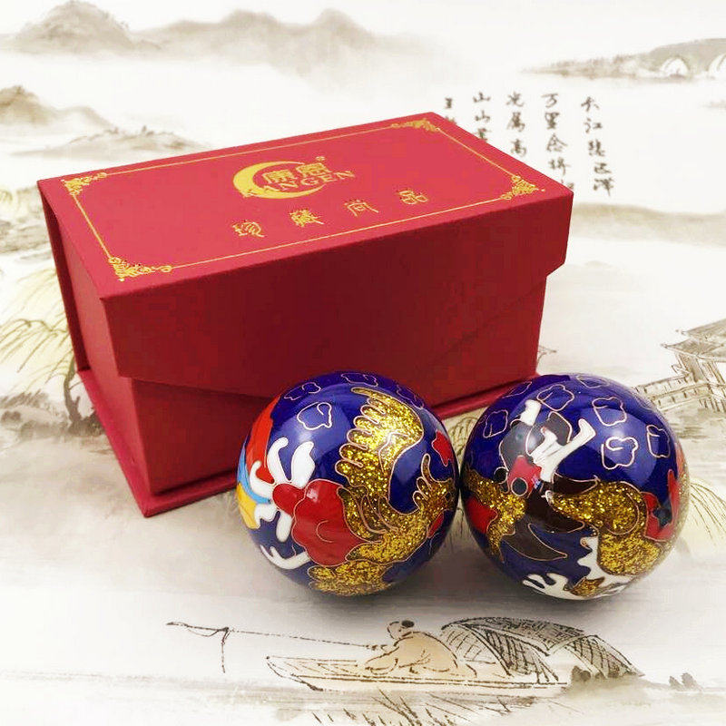 新年礼物实用保定铁球健身球老年人手球景泰蓝龙凤按摩保健球转球