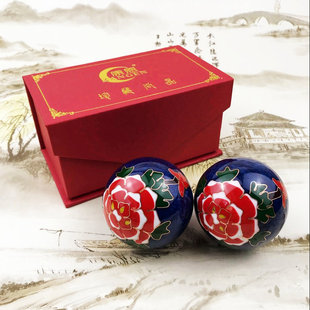 保定铁球空心铃音健身球老年手球景泰蓝太极手掌按摩球送父母礼物