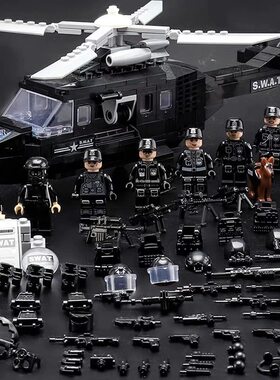 黑鹰武装直升机积木人仔
