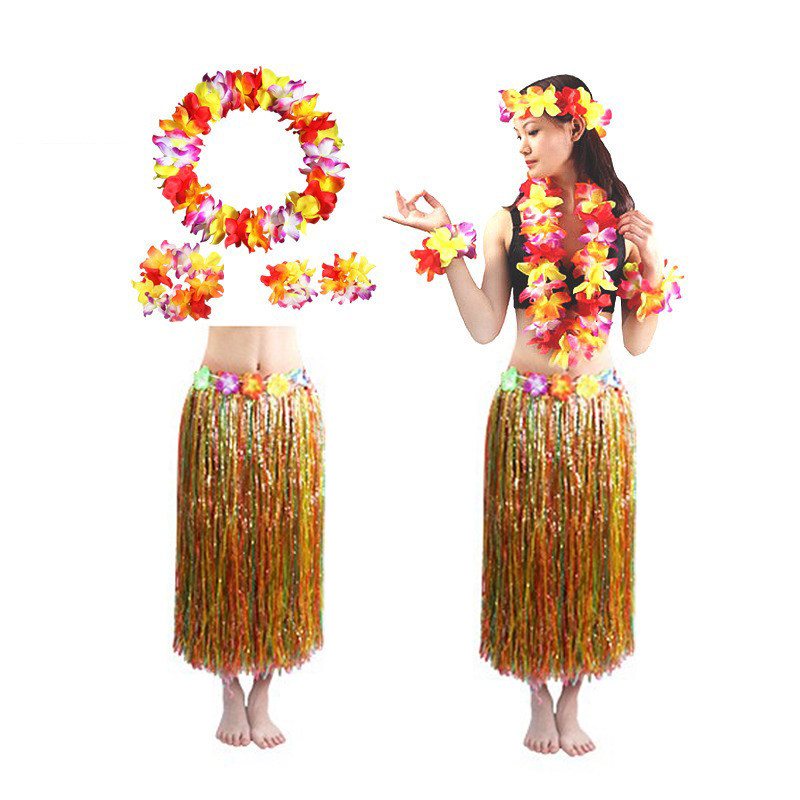 夏威夷草裙舞服装成人花环手环5件套6件套60CM80CM表演道具