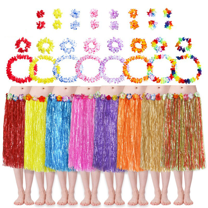 草裙舞套装60CM单层草裙经典花环四件套组合夏威夷表演道具