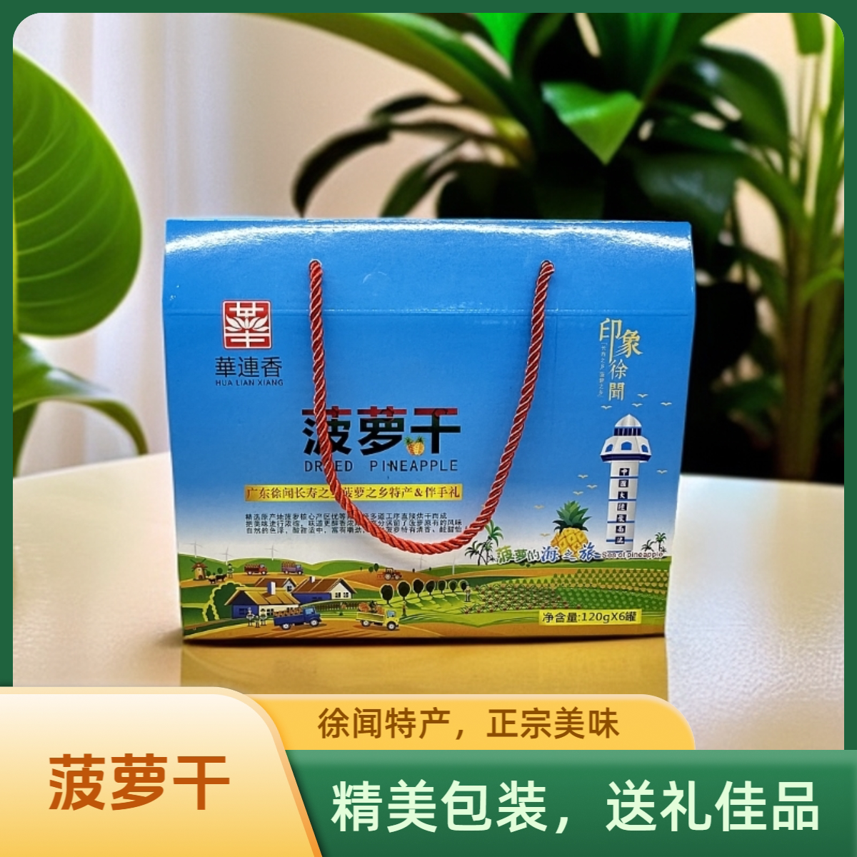 徐闻曲界特产菠萝姐新鲜菠萝干凤梨水果肉脯零食礼盒120G6罐包邮