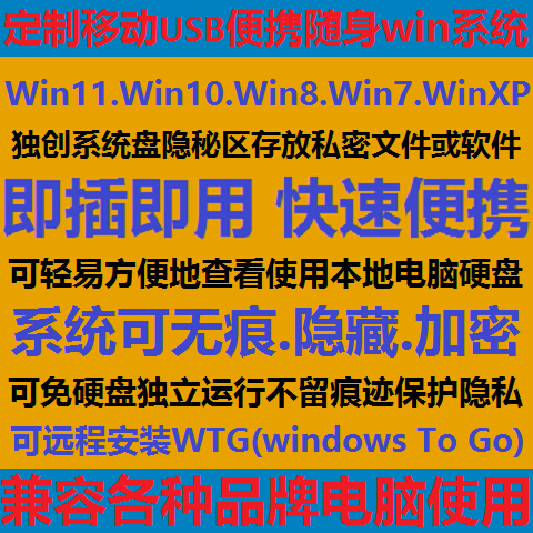 WindowsToGo系统U盘随身口袋便携即插即用电脑USB无痕系统WinToGo