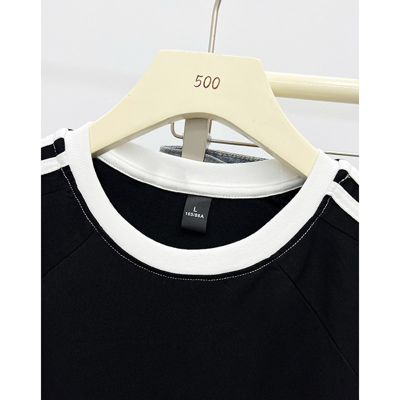 THREE-BAR DESIGN SENSE SHORT SLEEVE T-SHIRT MENS AND WOMENS SUMMER 2024 NEW AMERICAN FASHION BRAND COTTON LOOSE HALF-SLEEVED TOP