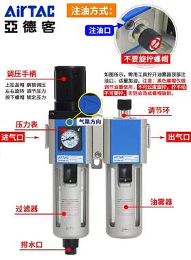 亚德客气源处理器油水分离GFC20008F1空气过滤器GFR调压阀GR30010
