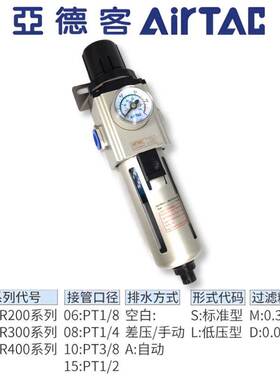 亚德客GPFR200 300 400-06/08/10/15ASLMD调压精密过滤油雾分离器
