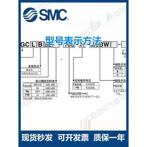 SMC导杆型气缸MGCLB/MGCMB20/25/32/40/50-100-200-300-400-500