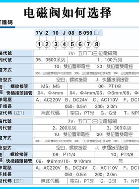原装亚德客电磁阀7V110-06 B050 7V210-08 B200 7V11006 7V210008