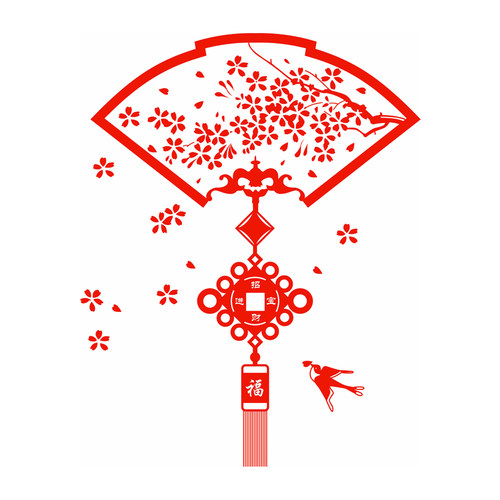 新年春节贴纸静电贴纸窗花红色