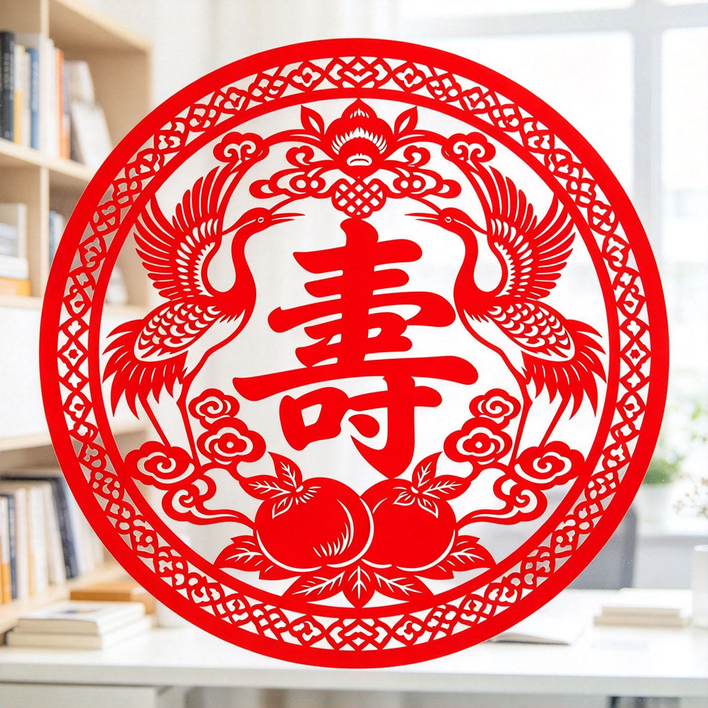 寿字窗花老人生日过寿静电贴纸祝寿玻璃门贴寿宴窗贴2027新款水贴