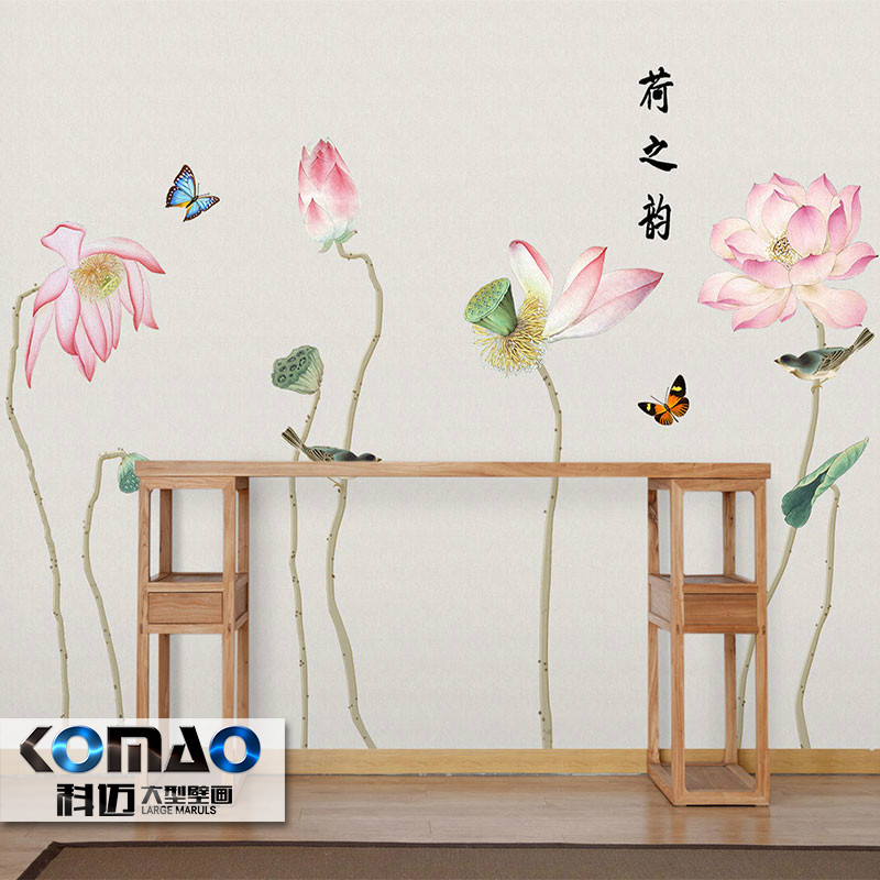 3D古典淡雅水墨荷花莲花禅意佛堂瑜伽房教室中国风客厅壁纸墙纸|ruв категории награду материалов, обои, чисто бумажных обоев - от Buy2taobao.com для оказания профессиональной услуги покупки агента Taobao